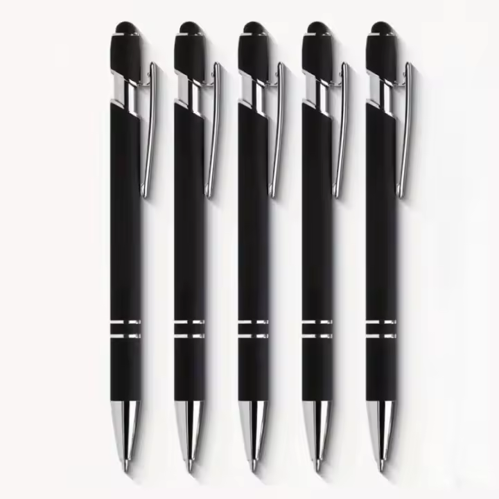 5pcs De Bolígrafos De Punto De Bola Metálicos Para Escríbir Y Toque De Pantalla Ideal Para Diarios Y Notas Regalos Smooth Writing - 1