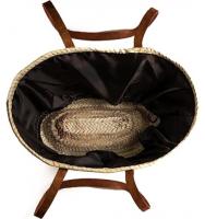 Coshano Cesta bolso bandolero de playa, capazo de palma con asas de piel bolsa de fibras naturales con asas largas - details 2