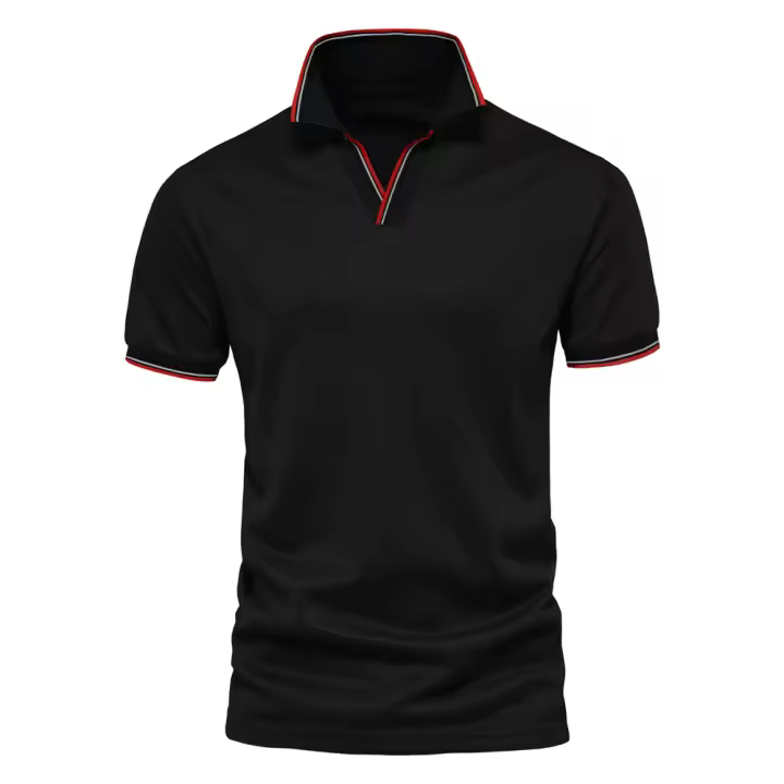 Camisa Polo De Cuello V AIOPESON Para Hombres Color Sólido Manga Corta Estilo Clásico Ropa Masculina Verano 2022 Anti-Pelusa - 1