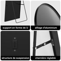 spejo de pie arqueado negro 164x54 cm, diseño minimalista, estable y elegante, ideal para dormitorio, salón, vestidor y entrada, decoración moderna para múltiples espacios del hogar. - details 0