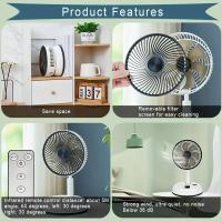Ventilador de pie portátil recargable por USB con mando a distancia - cabezal oscilante automático, aleación de metal, 5 W, uso en interiores/exteriores, batería de 6000 mAh, apto para el hogar, la oficina o actividades al aire libre - details 8