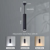 Lámpara Colgante LED Moderna Para Sala De Estar Cocina Comedor Lámpara De Techo Lujo Tubo Largo 160-300mm Instalación Por Cuerda - details 7