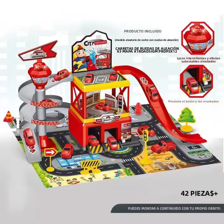 Juguete De Carreras En Garage Con Pista Deslizante Y Estacionamiento Multisorpiento Para Niños Juguetes De Vehículos Miniatura Para Niños Mayores De 6 Años Regalo Para Niños - 1