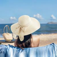 Sombrero De Sol Para Mujer Beige Con Gran Lazo Plegable Sombrero De Pescador Protección Solar Para Playa Gorra De Verano - details 2