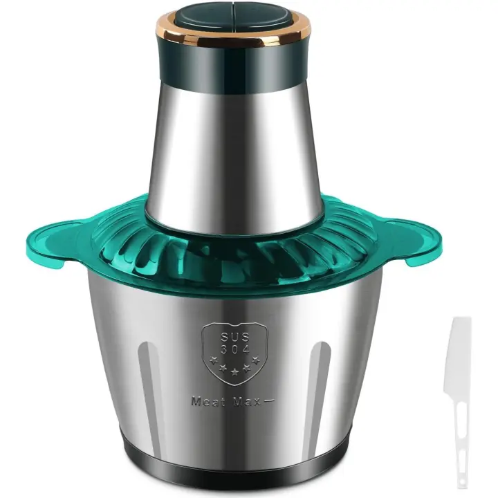 Picadora de carne eléctrica, picadora de alimentos multifunción de 2 velocidades con recipiente y cuchillas de acero inoxidable de 3 litros, batidora picadora de verduras manual de 110 W, para - 1