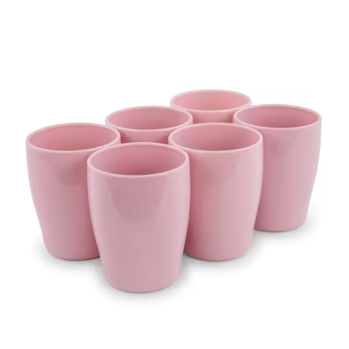 Plastic Forte - Lote de 6 Vasos de Agua Stilo de 375 ml Reutilizables. Ideal Fiestas. Rosa - 1
