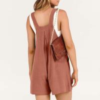 Traje De Mujer Casual De Algodón Lino Suave Con Pierna Ancha Y Bolsillos Estilo Callejero Cómodo Para Verano Color Sólido - details 43