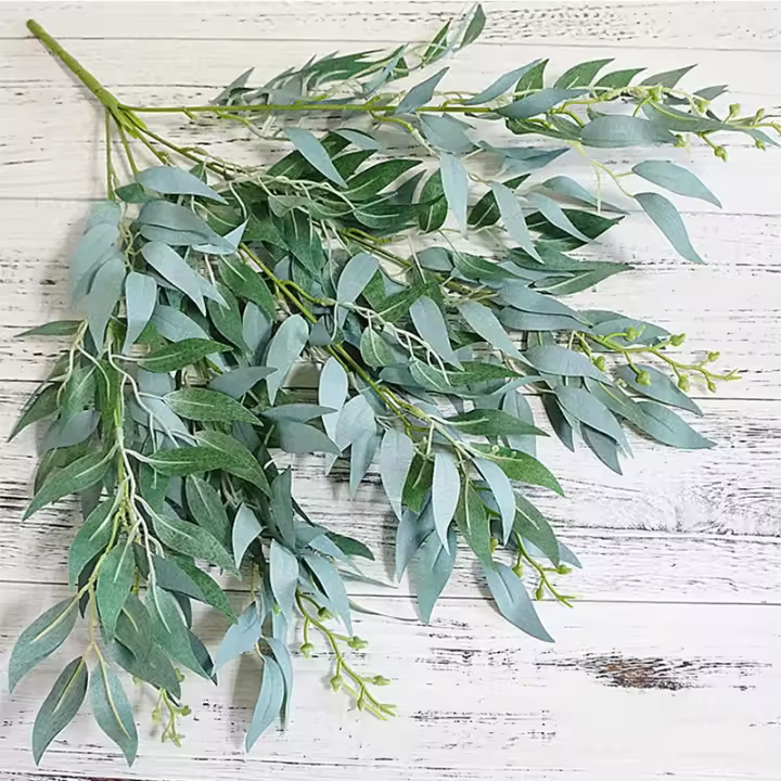 Arbusto Artificial De Sombra Verde Para Decoración De Navidad Y Bodas Rama De Sauce Falsa De Seda Para Adornos De Fiesta Y Hogar - 1