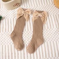 Calcetines Largos Para Bebés Niñas Con Lazo Grande Algodón Suave Para Otoño Invierno Diseño Navideño Juguetón Para Niños De 0 a 8 Años - details 10