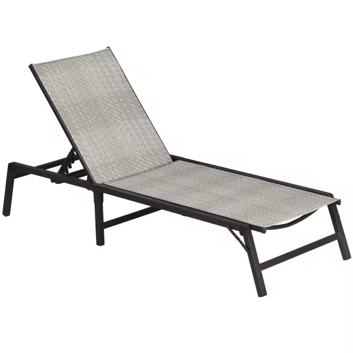 Outsunny Tumbona de Ratán Reclinable Plegable Tumbona de Jardín con Respaldo Ajustable en 5 Niveles y Marco de Acero Carga 150 kg para Patio Terraza Gris Claro Degradado - 1