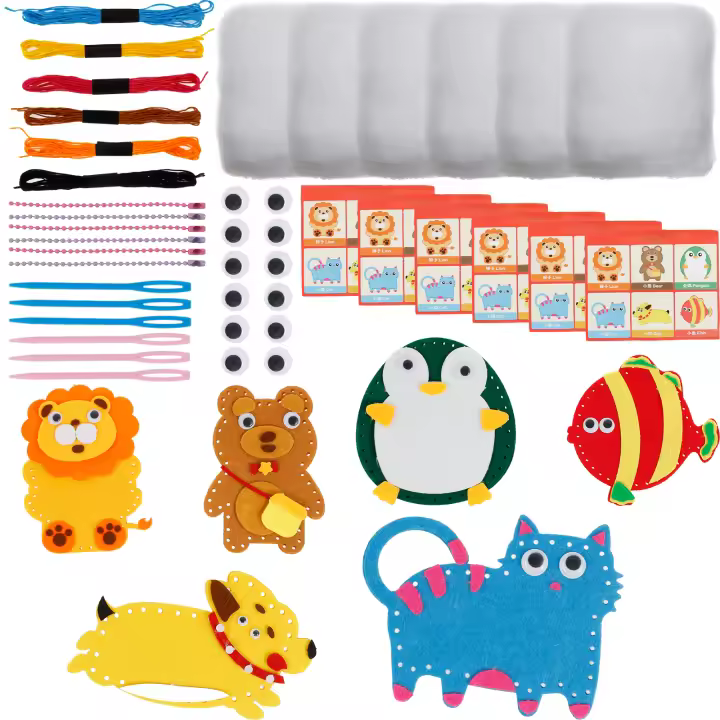 Kit De Costura Para Niños Divertido Y Educativo Iniciación Creativa Kit De Costura Portátil DIY De Lana Para Familia - 1
