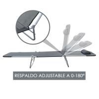 Tumbona Inclinable Plegable para Jardin Playa o Piscina con Almohada Acero y Textilene 182x56x24.5 cm Negro - details 3