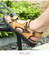 Nuevos Sandalias Para Hombre Con Suela Gruesa Y Capa Exposada De Cuero Genuino Casual Ligeros Zapatillas De Moda Con Cierre De Correa Y Suela De Goma - details 15