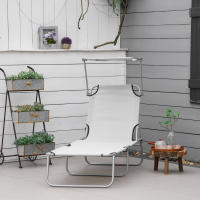 Outsunny Tumbona de jardín Plegable con Toldo Desmontable y Regulable Respaldo Reclinable para Jardín Terraza Acampada al Aire Libre 187x58x36 cm - details 1