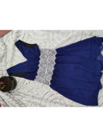 VESTIDO AZUL GASA CON ENCAJE EN CINTURA MARCA GENERICA - details 0