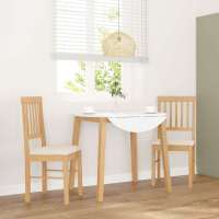 vidaXL Sillas de comedor 2 unidades madera maciza de caucho en color Blanco/Natural y claro/Marrón y claro y más | cómodas modernas ergonómicas para comedor cocina salón hogar - details 1