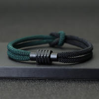 Pulsera De Hilo Tejido a Mano Con Nudo Infinito Y Símbolos Ucranianos Para Hombre Cierre Magnético Pulsera Masculina Cordón - details 6