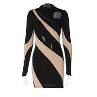 Vestido Mini De Noche De Mujer Dulzura 2024 Manga Larga Estilo Club Callejero Bodycon Negro Ajustado Para Fiesta Y Negocios - details 10