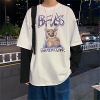 Camiseta De Hombre Con Estampado De Osito Basic Casual Manga Larga Top De Anime Falsa Dos Piezas Camisetas Para La Vida Diaria Verano Polyester Sin Capucha - details 6
