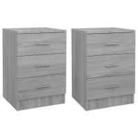 vidaXL Mesitas de noche 2 unidades aglomerado 38x35x56cm Blanco, Negro, Roble Sonoma Mesita habitacion mesitas de noche dormitorio para Salón, Estudio, Mesa Auxiliar - details 3