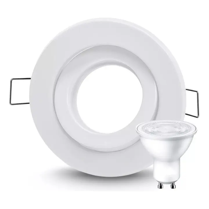 Aro Metálico Móvil de Techo de 9cm Blanco o Negro con Dicroica LED 8W Blanco Frío/Natural/Cálido GU10 - Ideal para Interiores y Exteriores - Marca DEMASLED - 1