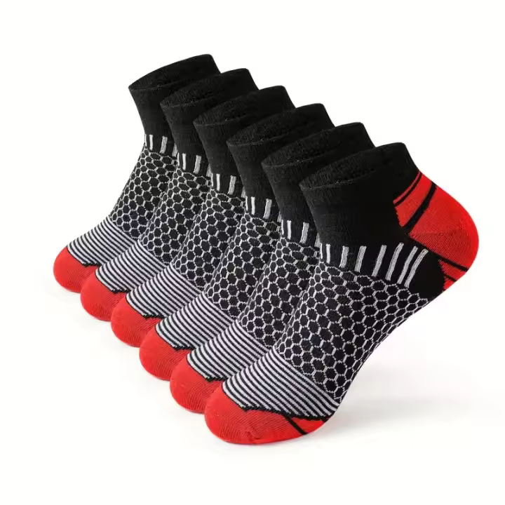 6 Pares De Calcetines Deportivos Para Hombre De Calidad Superior Calcetines De Tobillo Para Correr Y Ciclismo Diseño De Ceniza Y Comodidad Adecuados Para Regalo - 1