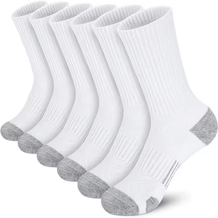 6 Pares de calcetines Deportivos largos para Hombre Altos antisudor antideslizantes transpirables Composición Running senderismo ciclismo Blanco Negro - 1