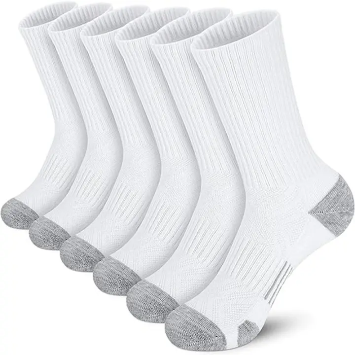 6 Pares de calcetines Deportivos largos para Hombre Altos antisudor antideslizantes transpirables Composición Running senderismo ciclismo Blanco Negro - 1