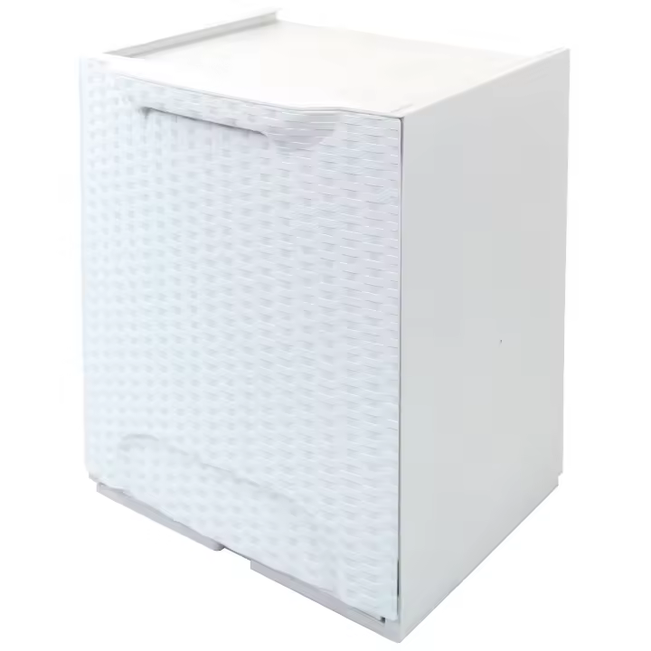 Papelera en polipropileno, ACABADO RATTAN, color blanco - 1