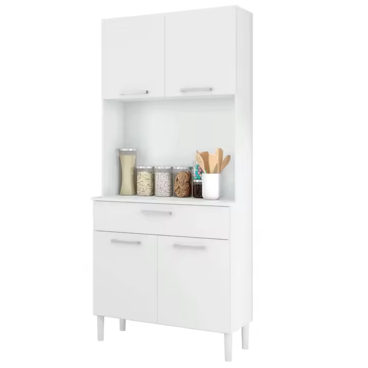 Armario Cocina Aparador 4 Puertas 1C Blanco 80x180 cm - 1