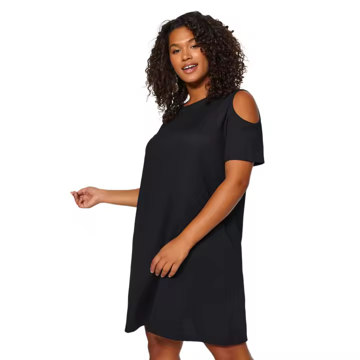 Trendyol Black A-Line Cut-Out Detail Summer Knitting Plus Size Dress Tbbss22El2986 - 1