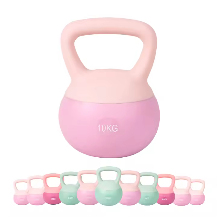 ALLINLIFE Hot Selling Home Fitness Pesa Rusa 2kg, 4kg, 6kg, 8kg, 10kg, 12kgTraining Gym Strength Floor Protect PVC iron sand Soft Kettlebell,Superficie de Caucho Blando Pesa - 1