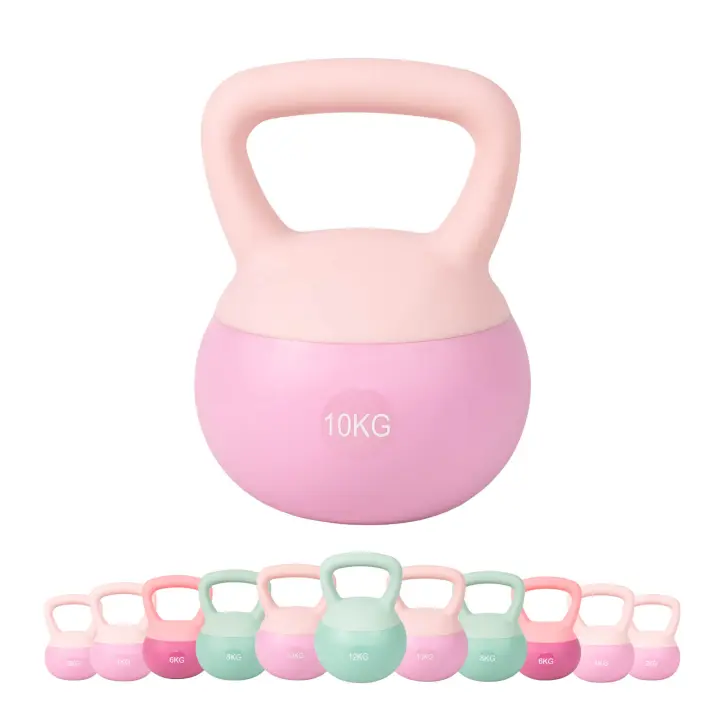 ALLINLIFE Hot Selling Home Fitness Pesa Rusa 2kg, 4kg, 6kg, 8kg, 10kg, 12kgTraining Gym Strength Floor Protect PVC iron sand Soft Kettlebell,Superficie de Caucho Blando Pesa - 1