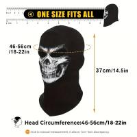 Balaclava De Calavera Esqueleto Muerto Máscara De Fantasma Para Motocicleta Ciclismo Esquí Snowboard Cosplay Fiesta De Halloween Accesorio De Otoño Invierno Unisex - details 0