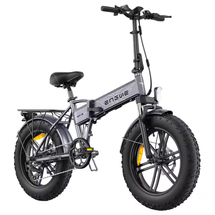Bicicleta Eléctrica Plegable ENGWE EP-2 Boost, Motor 250W, Batería 48V 13Ah, Neumáticos Anchos  20*4.0 pulgadas, Máxima 25 km/h, Autonomía 120 km, Freno Disco Mecánico Delantero y Trasero, Sensor de Par, Suspensión Delantera, Shimano 7 Velocidades - Gris - 1