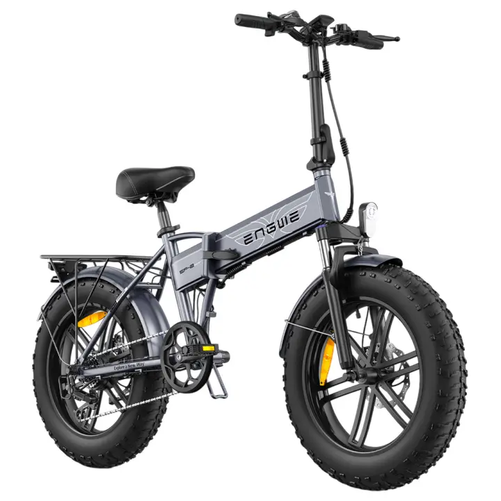 Bicicleta Eléctrica Plegable ENGWE EP-2 Boost, Motor 250W, Batería 48V 13Ah, Neumáticos Anchos  20*4.0 pulgadas, Máxima 25 km/h, Autonomía 120 km, Freno Disco Mecánico Delantero y Trasero, Sensor de Par, Suspensión Delantera, Shimano 7 Velocidades - Gris - 1