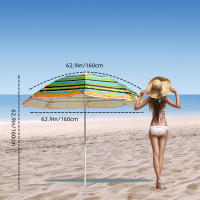S7 STAR Sombrilla Playa Multicolor, Sombrilla Plegable Grande 220cm, Sombrilla Ligera con Bolsa Transporte, Protecciíon UV 50 Sombrilla Exterior con Tubo Aluminio, Ideal para Aire Libre / Playa/ Verano - details 4