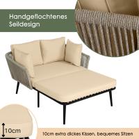 Sofá de Jardín Con 2 cojines y 2 cojines, sillona de exterior, tumbona de Jardín, Conjunto de muebles de balcón, muebles de salón, muebles de Terraza, cojines desfundables y lavables - details 4