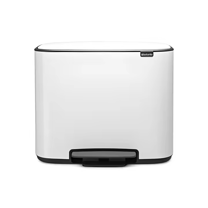 Brabantia Bo Pedal - Cubo de basura, Acero Inoxidable, 3 cubos interiores , Blanco, 3 x 11 litros - 1