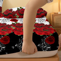 Edredón De Cama Con Patrón De Rosa Roja Delicado 1 Pieza Forro De Tela Mate Para Dormitorio Cobertura De Cama Sin Fundas De Almohada - details 4