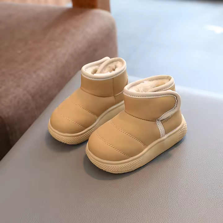 Botas Cortas Para Niños Y Niñas De Cuero PU Antideslizantes Con Forro De Peluche Gruesa Botines Casuales Para Invierno Talla True Fit - 1