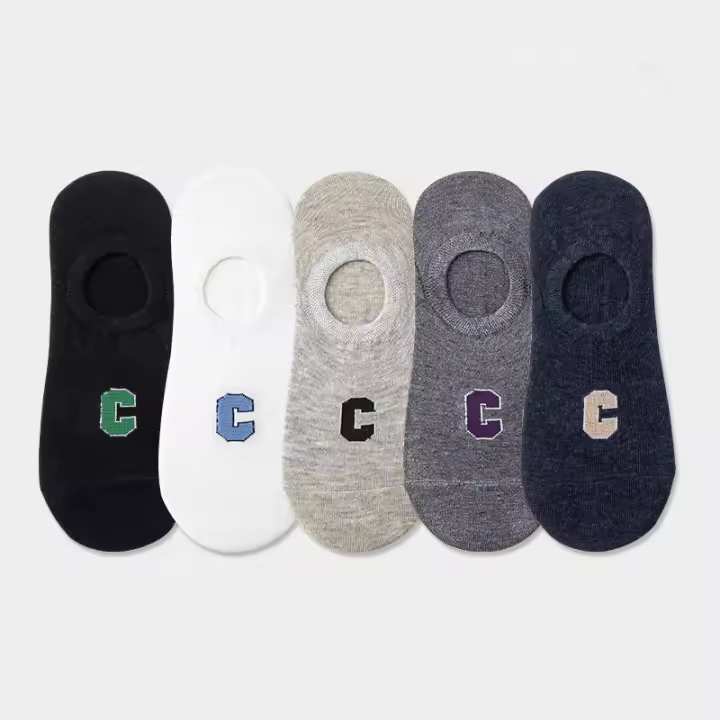 5 Pares De Calcetines Cortos Transpirables Para Mujer Y Hombre Color Sólido Anti-derrapantes De Algodón Cómodo Para Verano - 1