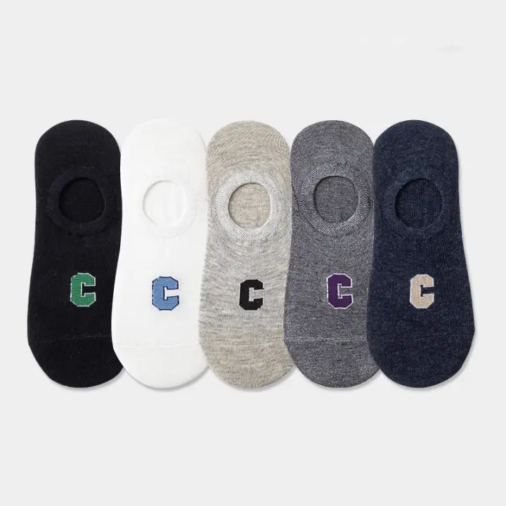 5 Pares De Calcetines Cortos Transpirables Para Mujer Y Hombre Color Sólido Anti-derrapantes De Algodón Cómodo Para Verano - 1