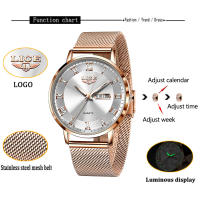Reloj De Mujer LIGE Moda Ultrafino De Lujo Con Correa De Malla Cronógrafo Cuarzo Deportivo Casual Fecha Resistente Al Choque Manos Luminosas Agua Resistente - details 5