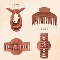 Pinza Para El Cabello De Doble Diente Para Mujeres Simple Y Mate ABS Con Pequeñas Garras Y Decoración De Diadema Pinza Para El Cabello - details 4