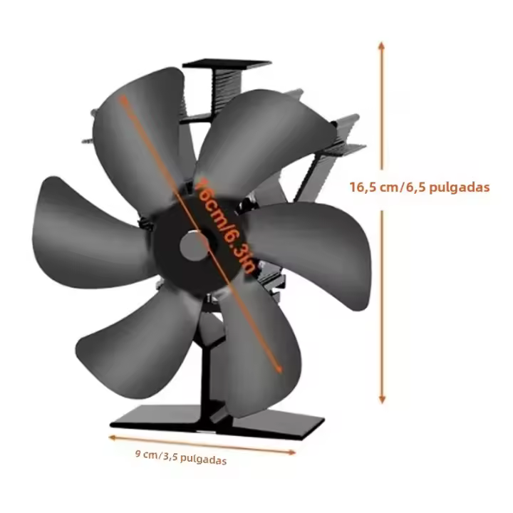  Ventilador De Leña Para Chimenea 6 Hojas Potenciado Por Calor Operación Silenciosa Distribuidor De Calor Hogar Invierno Cálido - 1