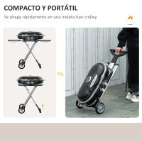 Outsunny Barbacoa de Gas Plegable con 2 Quemadores 2,34 KW BBQ de Gas con 2 Ruedas 2 Parrillas Metálicas y 2 Mesas Laterales para Pícnic Camping 100x41,6x82,5 cm Negro - details 4