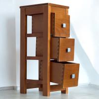 Cajonera de Madera Sueña y Descansa, 3 Cajones Cerezo, Estrecha para Organizar y Almacenar - details 1