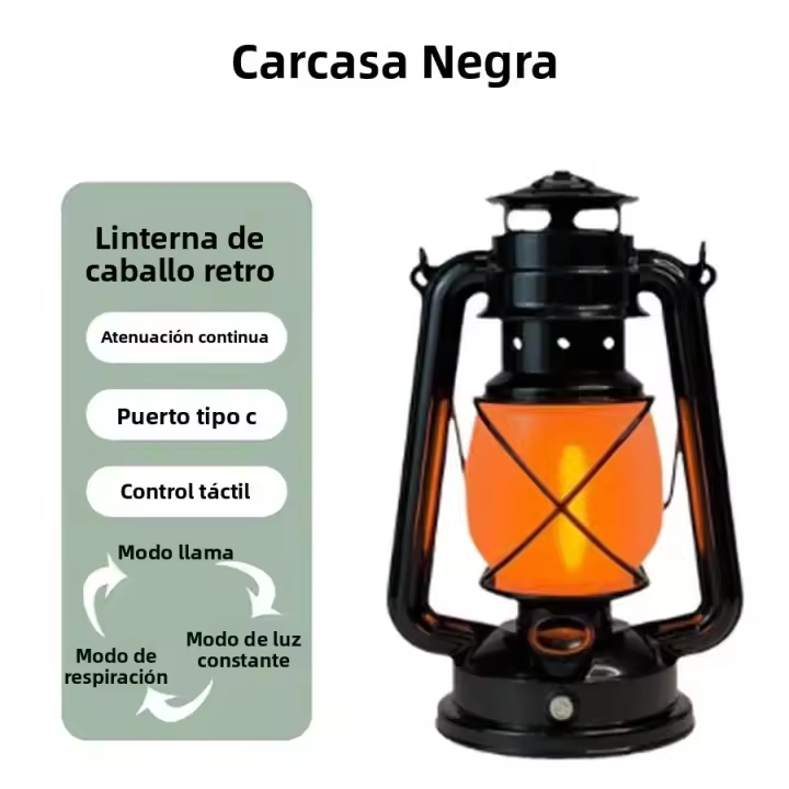 Lámpara De LED Retro Portátil Con 3 Modos De Iluminación Recargable Para Camping Decoración De Barra Y Restaurante Luz Colgante De Caballo - 1