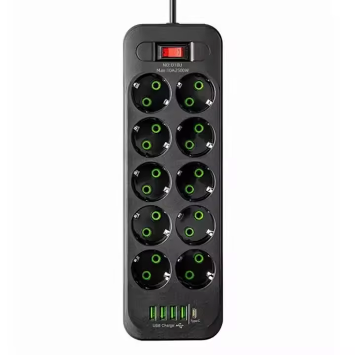 2M Recleta de Corriente alterna con European enchufe, cable de extensión multipunto, enchufe Eléctrico con 4 Puertos USB, Carga rpida, Filter de Red MULTIFUNCTION - 1